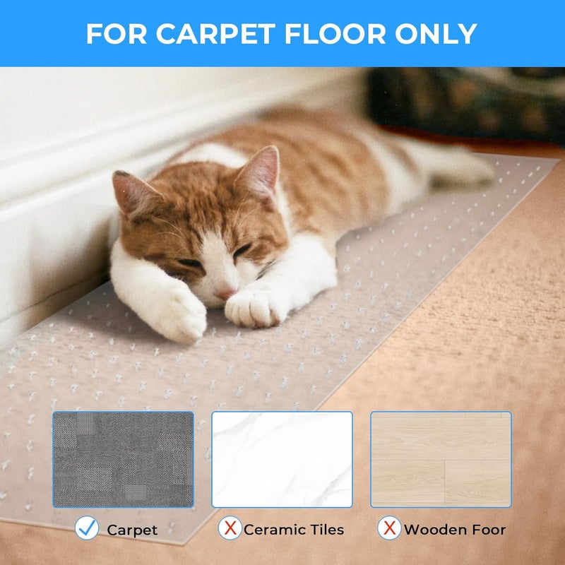 THAMIAO Carpet Protector for Pets Cat Scratch Carpet Protector Easy to Cut Plastic mat for Carpet Anti Scratch Under Door Mat Carpet Scratch Stopper from Cat Dog Scratching 3.6FT (Clear, 3pcs) - Image 5